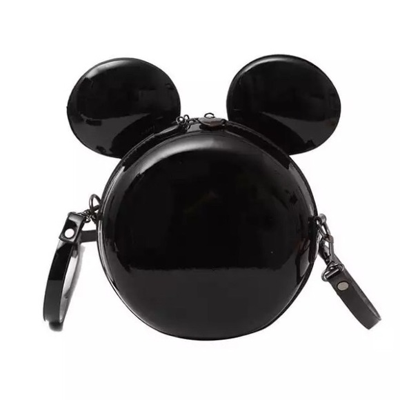 Disney Mickey Mouse Glossy Black Crossbody Purse - Picture 6 of 7